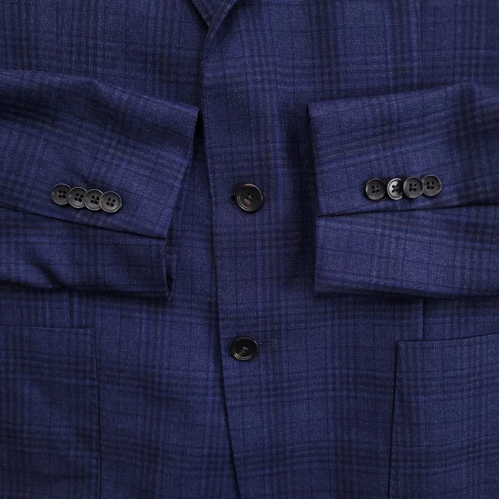 Jos A Bank Reserve Blazer Mens 42R Blue Plaid Lanificio Di Pray 130s Wool Jacket
